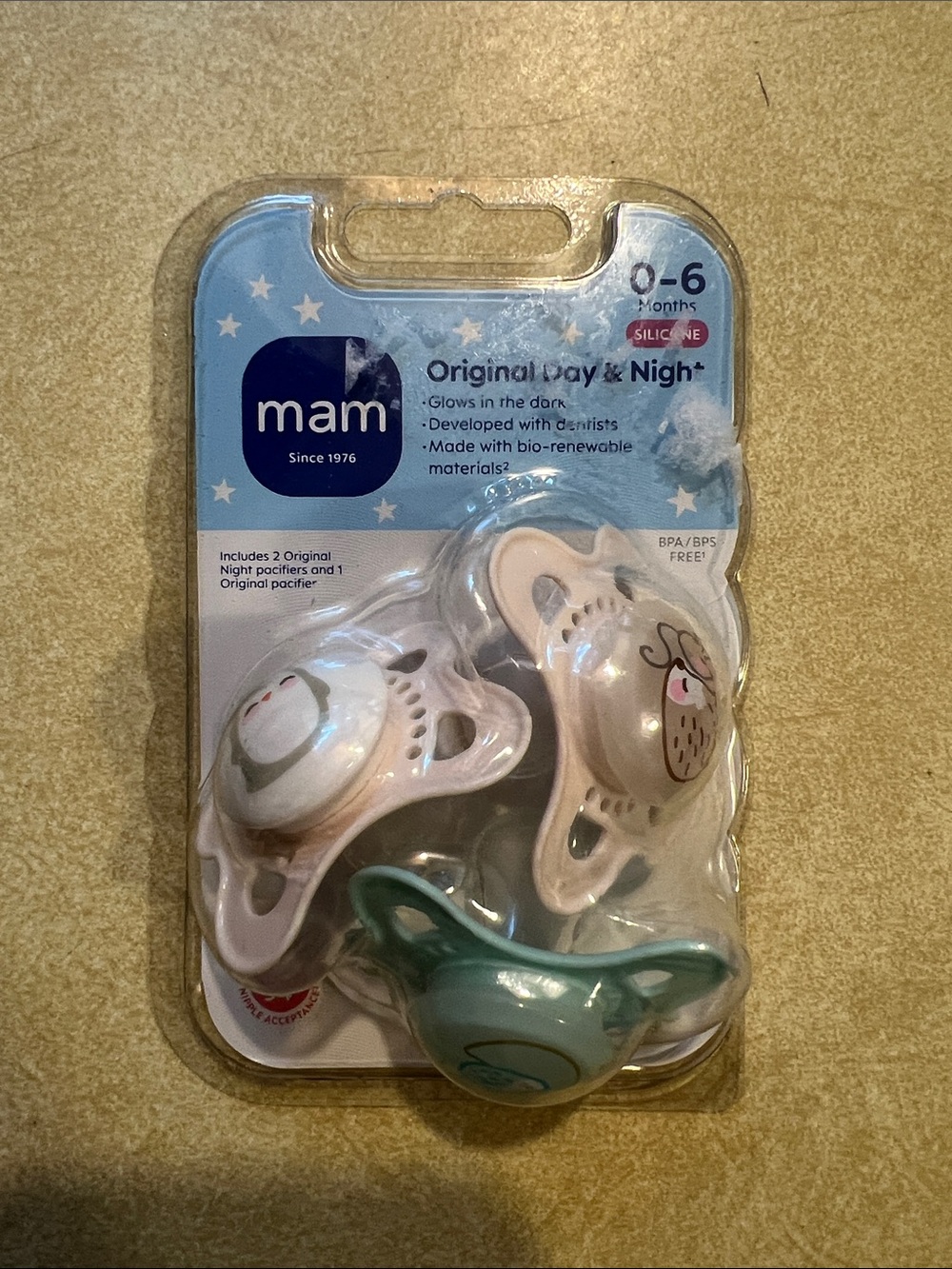 mam 0-6 Months Original Day & Night Pacifier Set - Pink & Teal